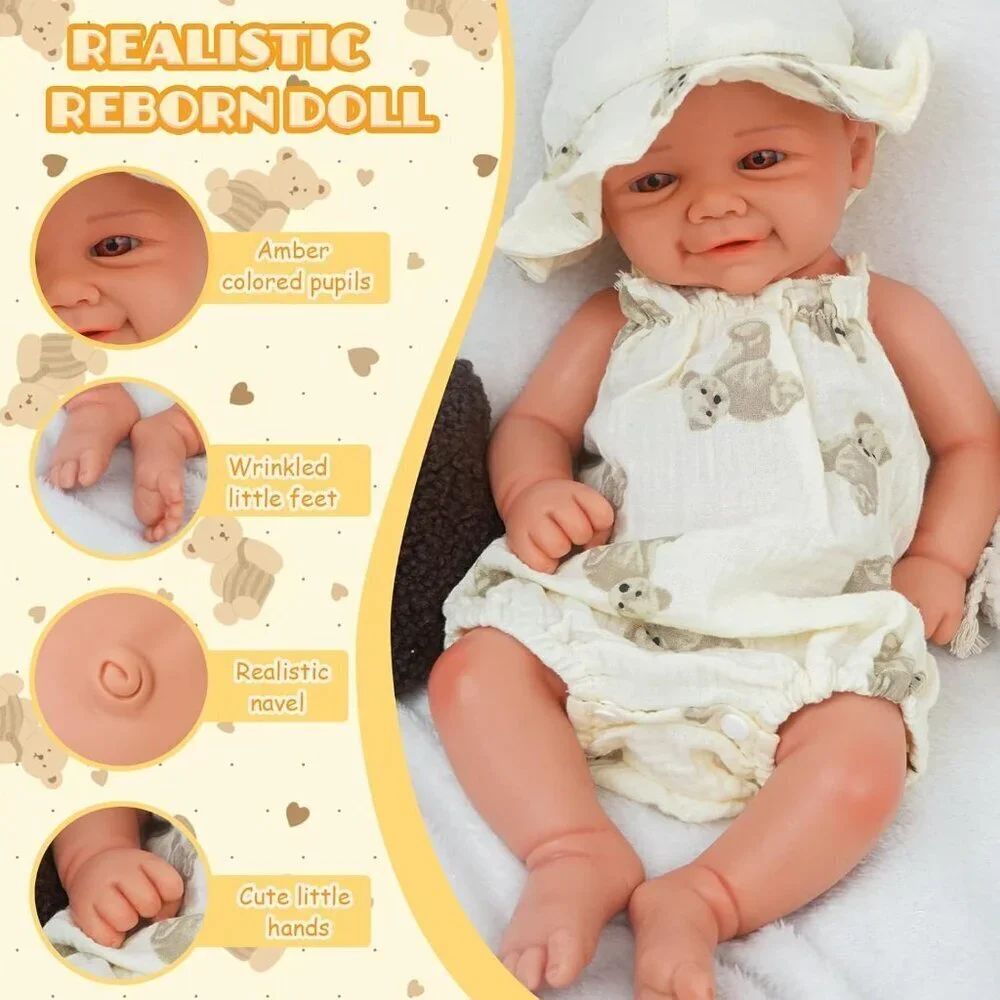 🆕16.9in Full Silicone Reborn wheaten  Baby Girl Dolls Lifelike Weighted Doll